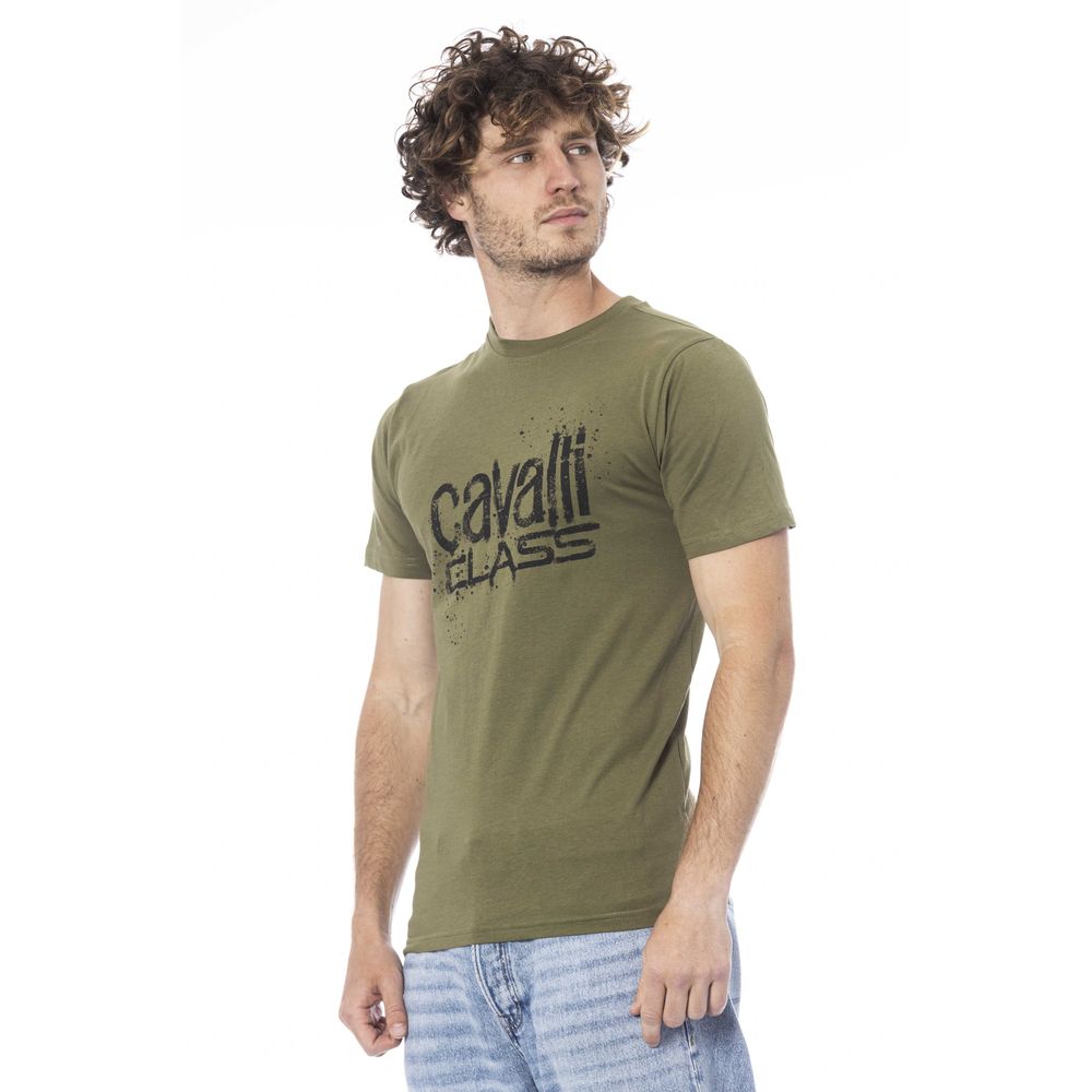 Cavalli Class Green Cotton Men T-Shirt