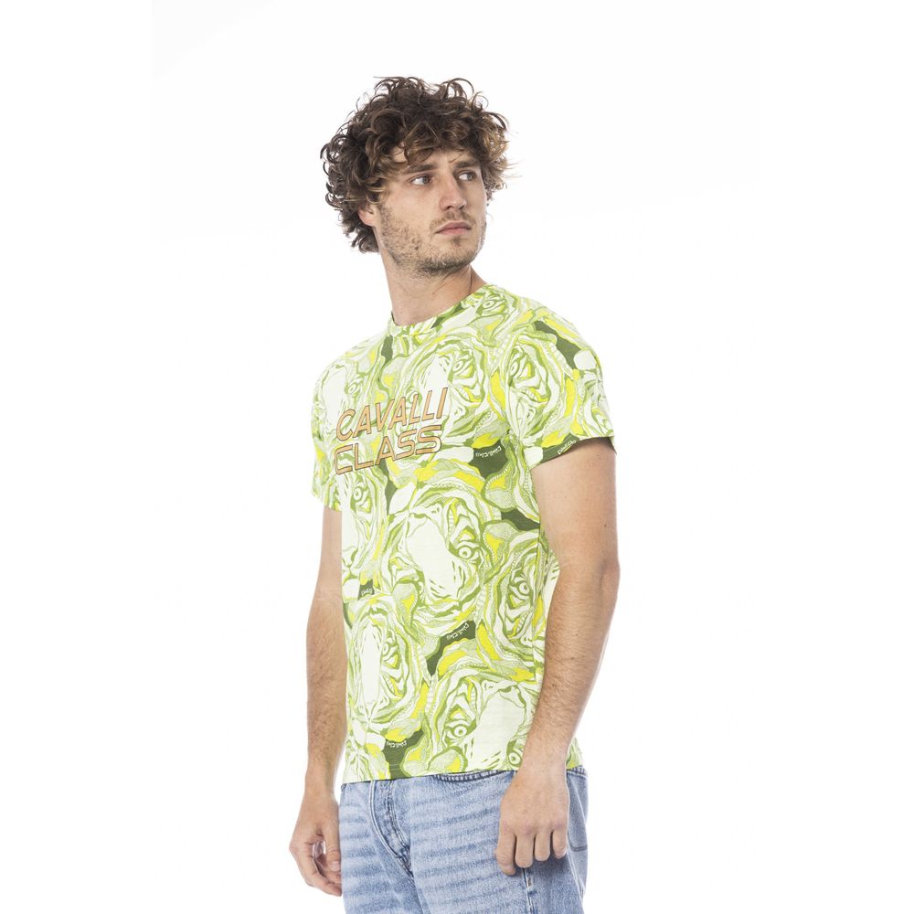 Cavalli Class Green Cotton Men T-Shirt