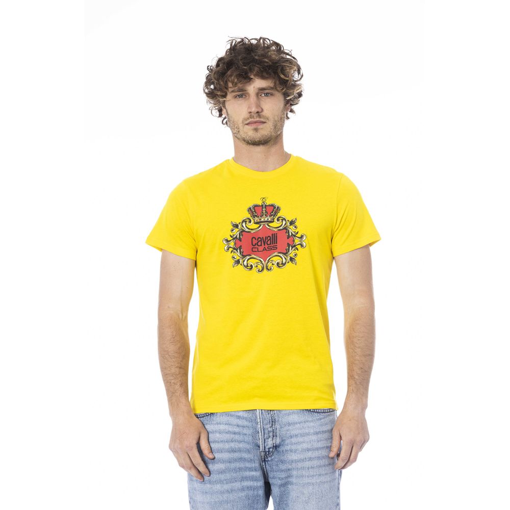 Cavalli Class Yellow Cotton Men T-Shirt