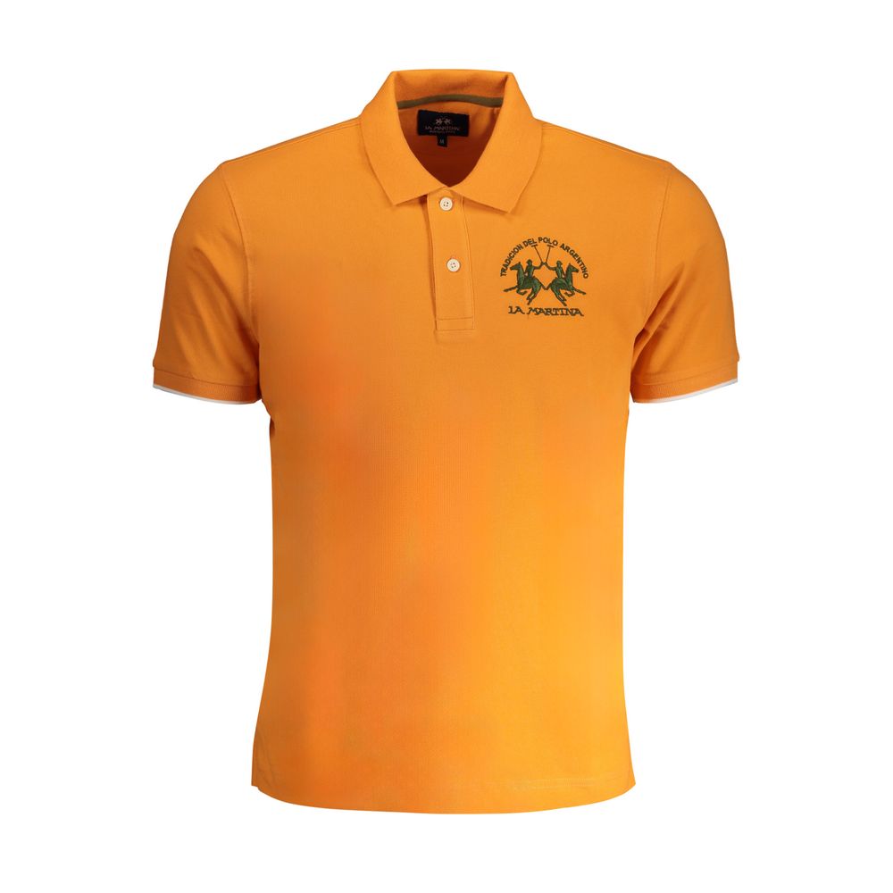 La Martina Orange Cotton Polo Shirt