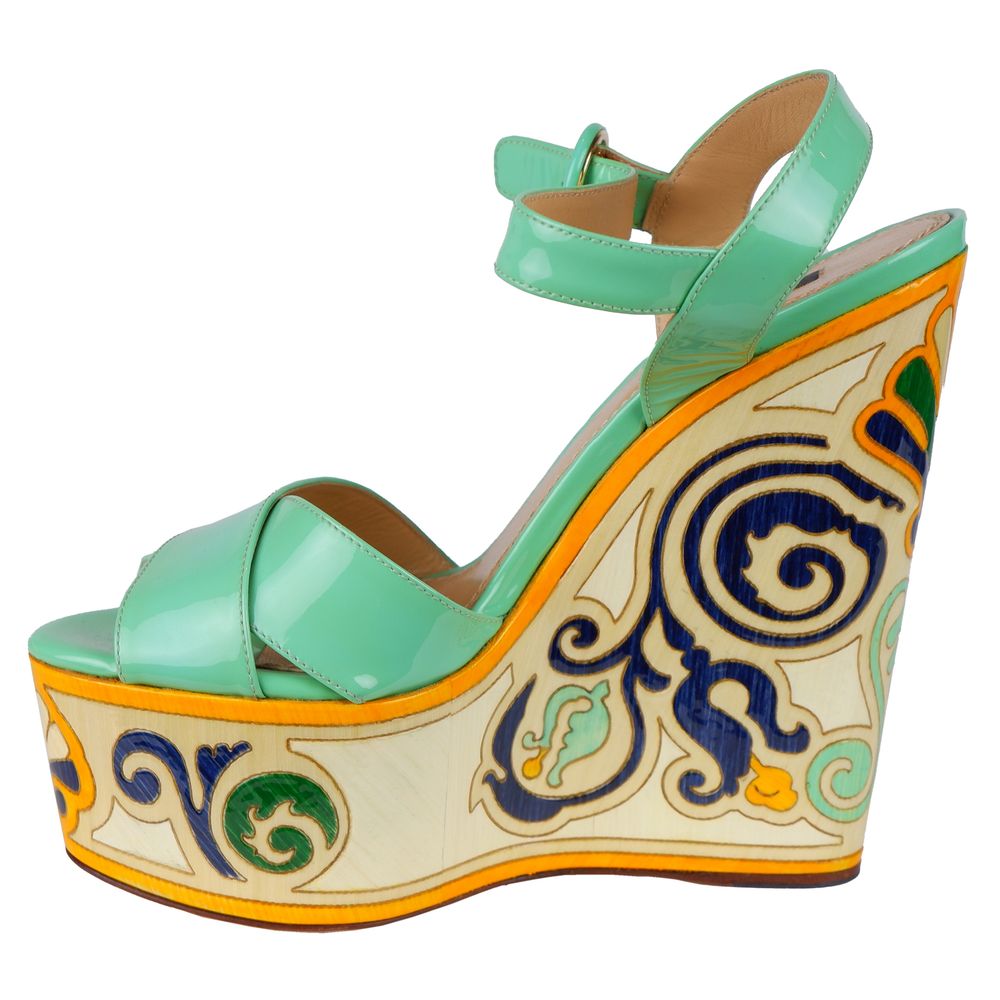 Dolce & Gabbana Green Leather Di Calfskin Sandal