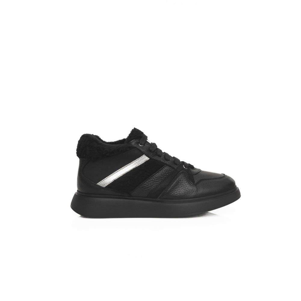 Cerruti 1881 Black Leather Women Sneaker