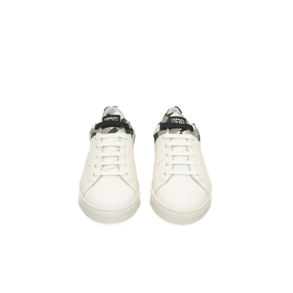 Cerruti 1881 White Calf Leather Men Sneaker