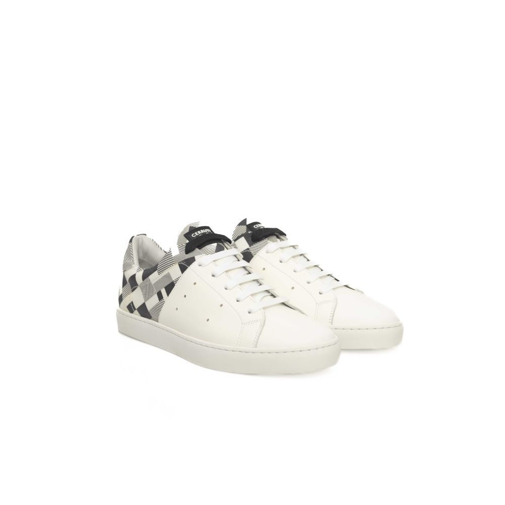 Cerruti 1881 White Calf Leather Men Sneaker