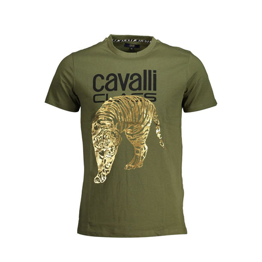 Cavalli Class Green Cotton T-Shirt - PANTERA STORES