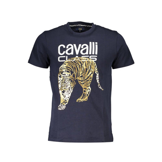 Cavalli Class Blue Cotton T-Shirt - PANTERA STORES