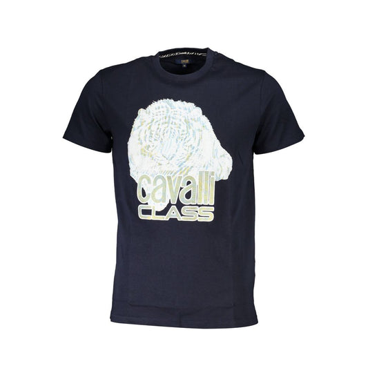 Cavalli Class Blue Cotton T-Shirt - PANTERA STORES