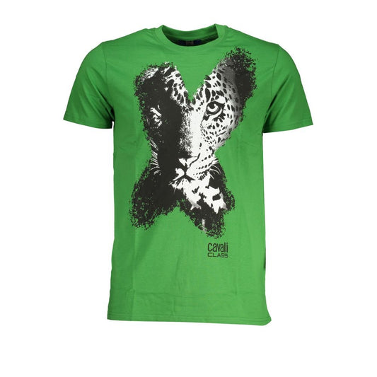 Cavalli Class Green Cotton T-Shirt - PANTERA STORES