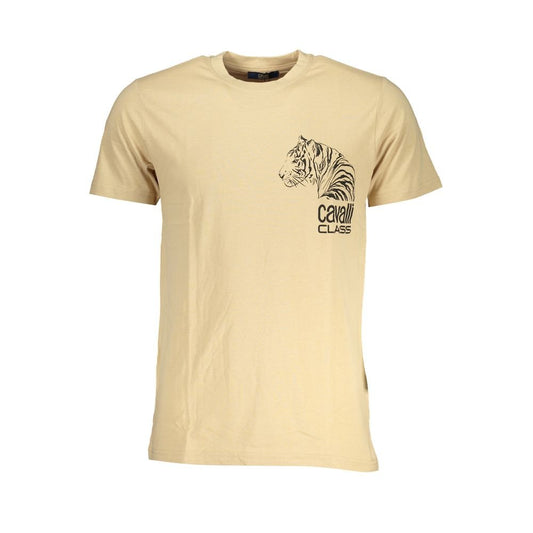 Cavalli Class Beige Cotton T-Shirt