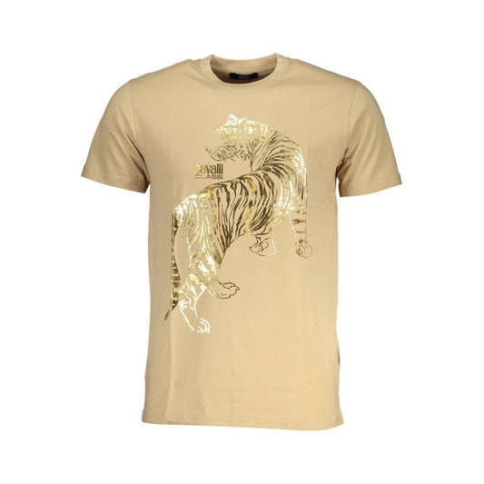 Cavalli Class Beige Cotton T-Shirt - PANTERA STORES