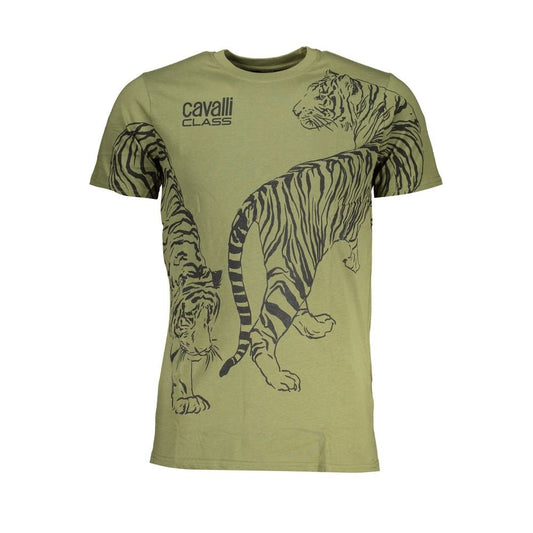 Cavalli Class Green Cotton T-Shirt - PANTERA STORES