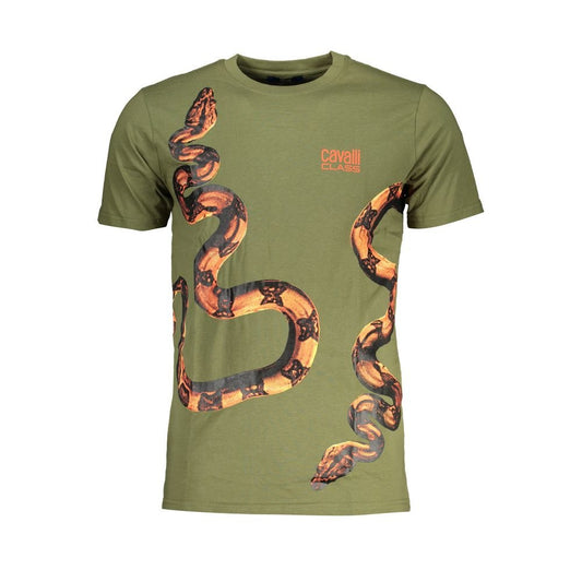 Cavalli Class Green Cotton T-Shirt - PANTERA STORES