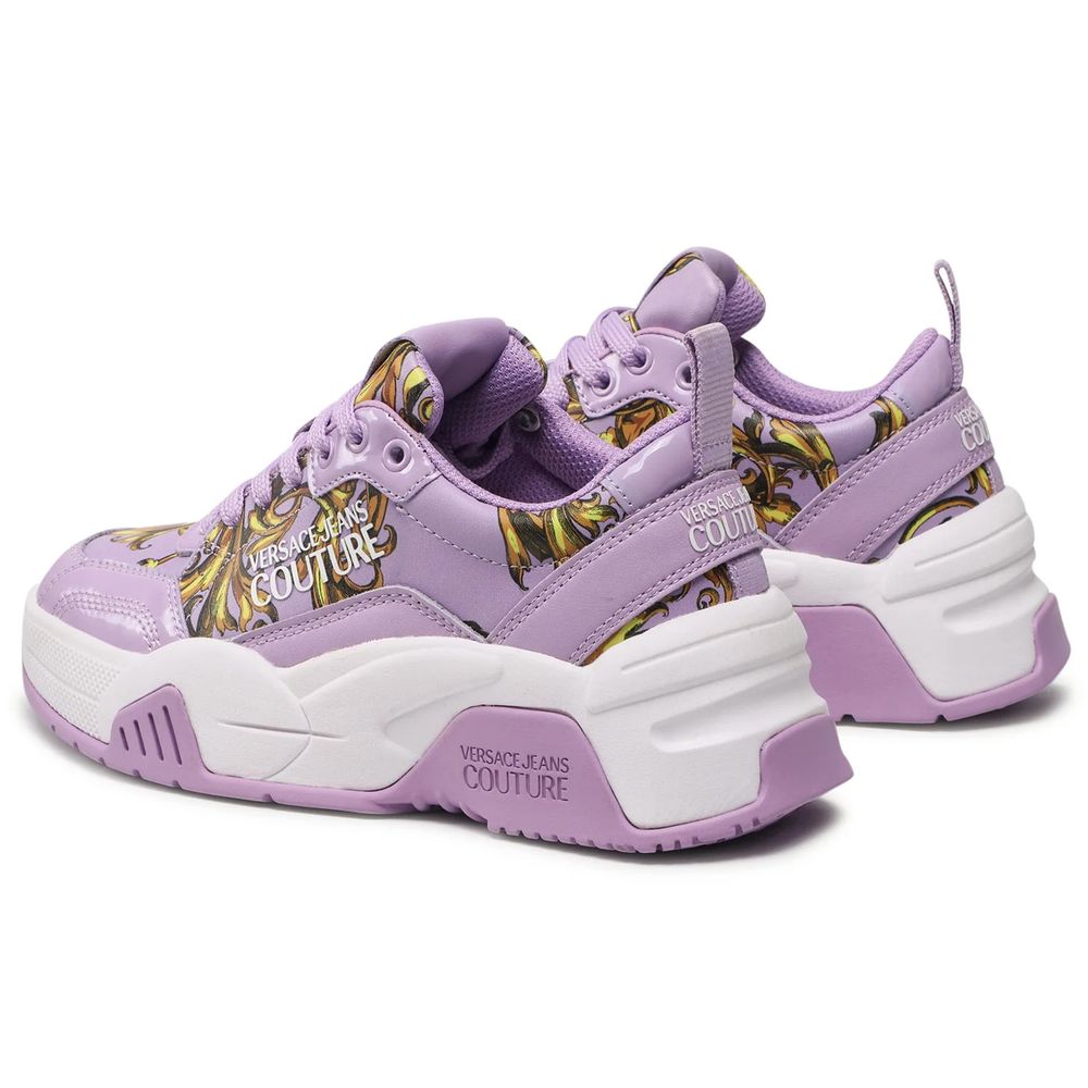 Versace Jeans Purple Leather Di Calfskin Sneaker