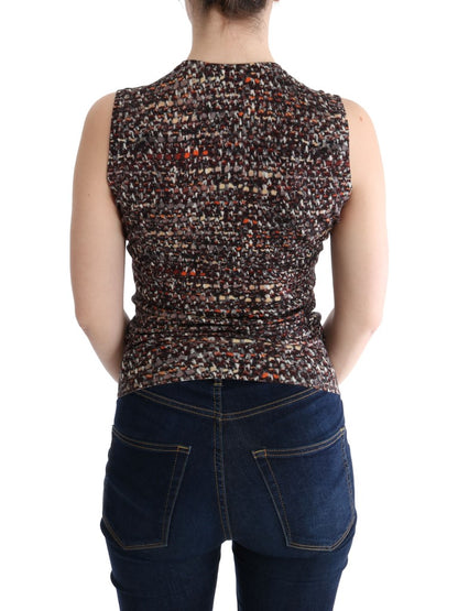 Dolce & Gabbana Sleeveless Multicolor Knit Wool Top