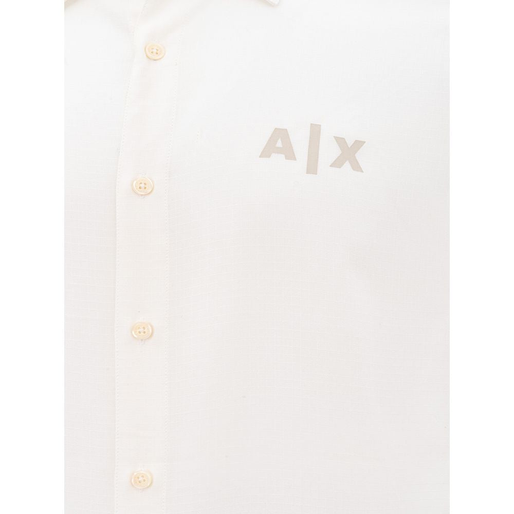 Armani Exchange Elegant White Viscose Shirt for Men