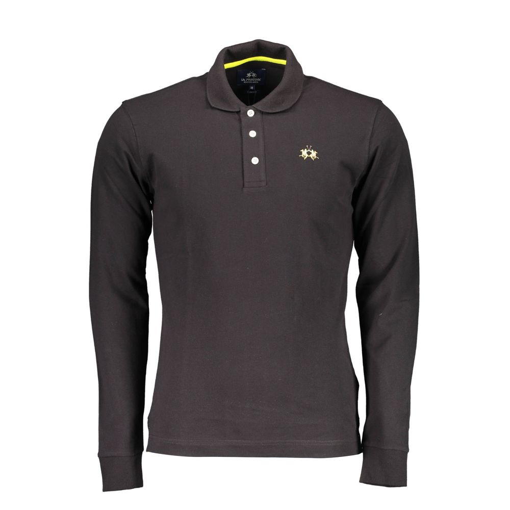 La Martina Black Cotton Polo Shirt