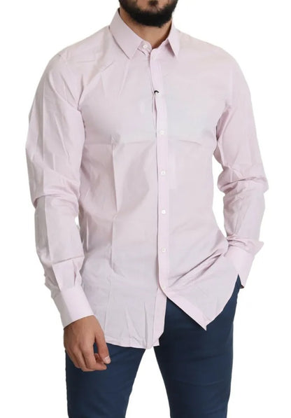 Dolce & Gabbana Light Pink Cotton Men Formal GOLD Dress Shirt