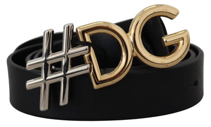 Dolce & Gabbana Black Leather Metal #DG Logo Buckle Belt - PANTERA STORES