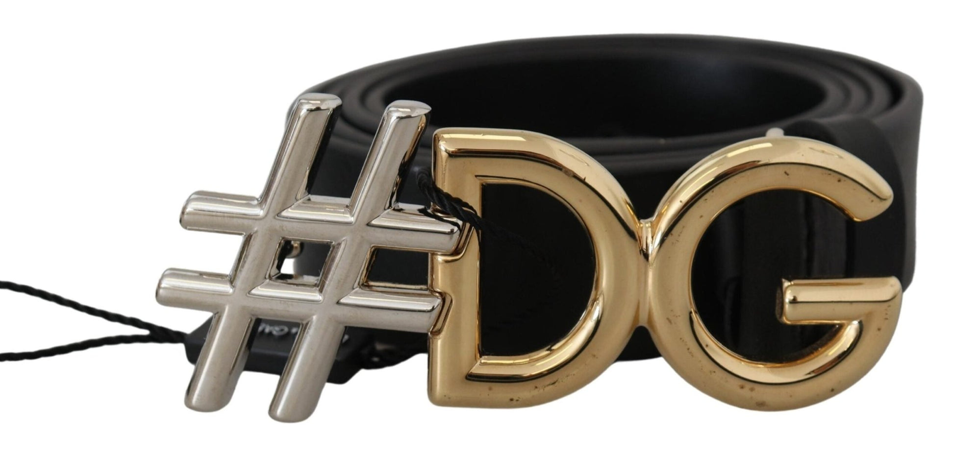 Dolce & Gabbana Black Leather Metal #DG Logo Buckle Belt - PANTERA STORES