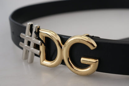 Dolce & Gabbana Black Leather Metal #DG Logo Buckle Belt - PANTERA STORES