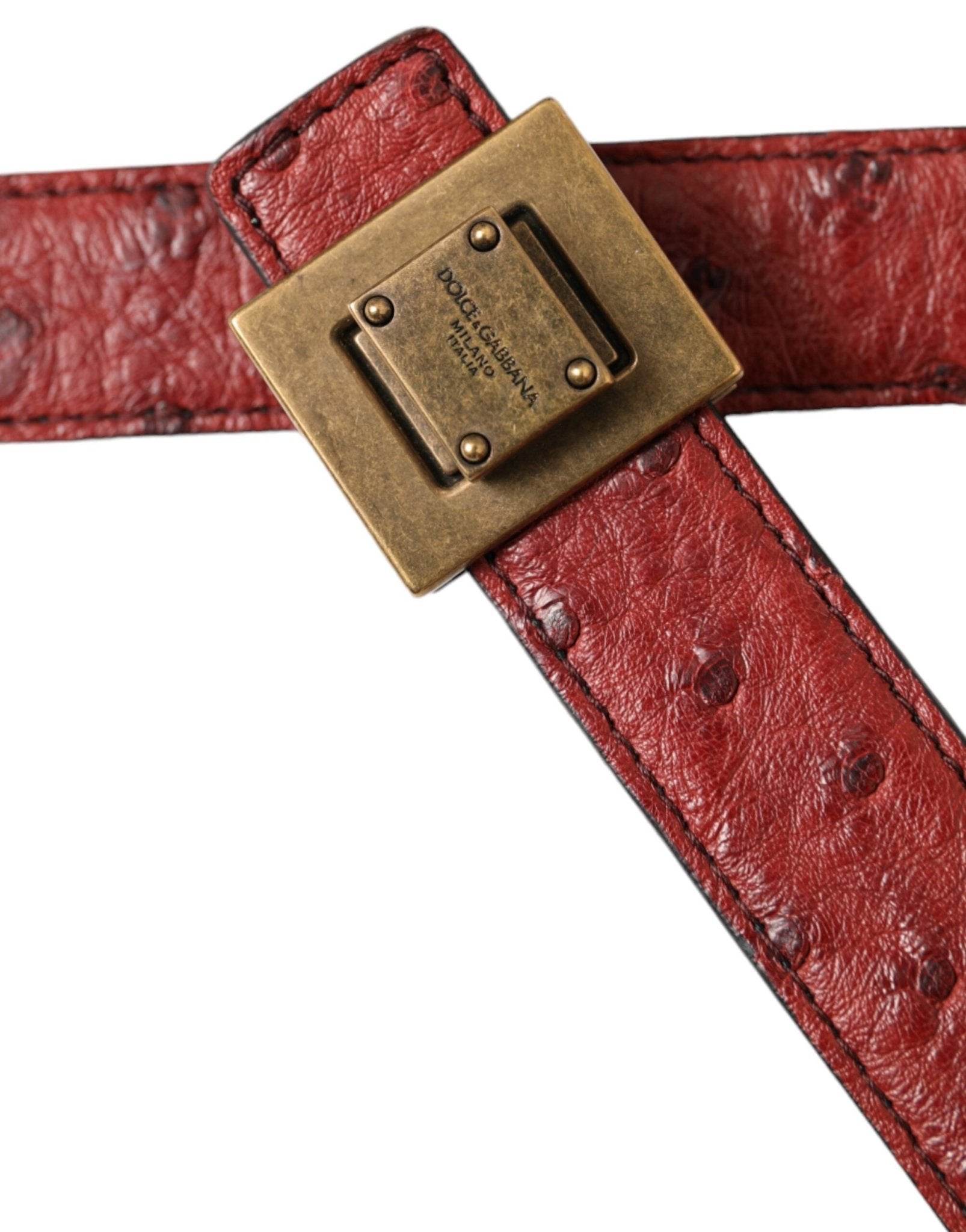 Dolce & Gabbana Brown Leather Square Metal Buckle Belt