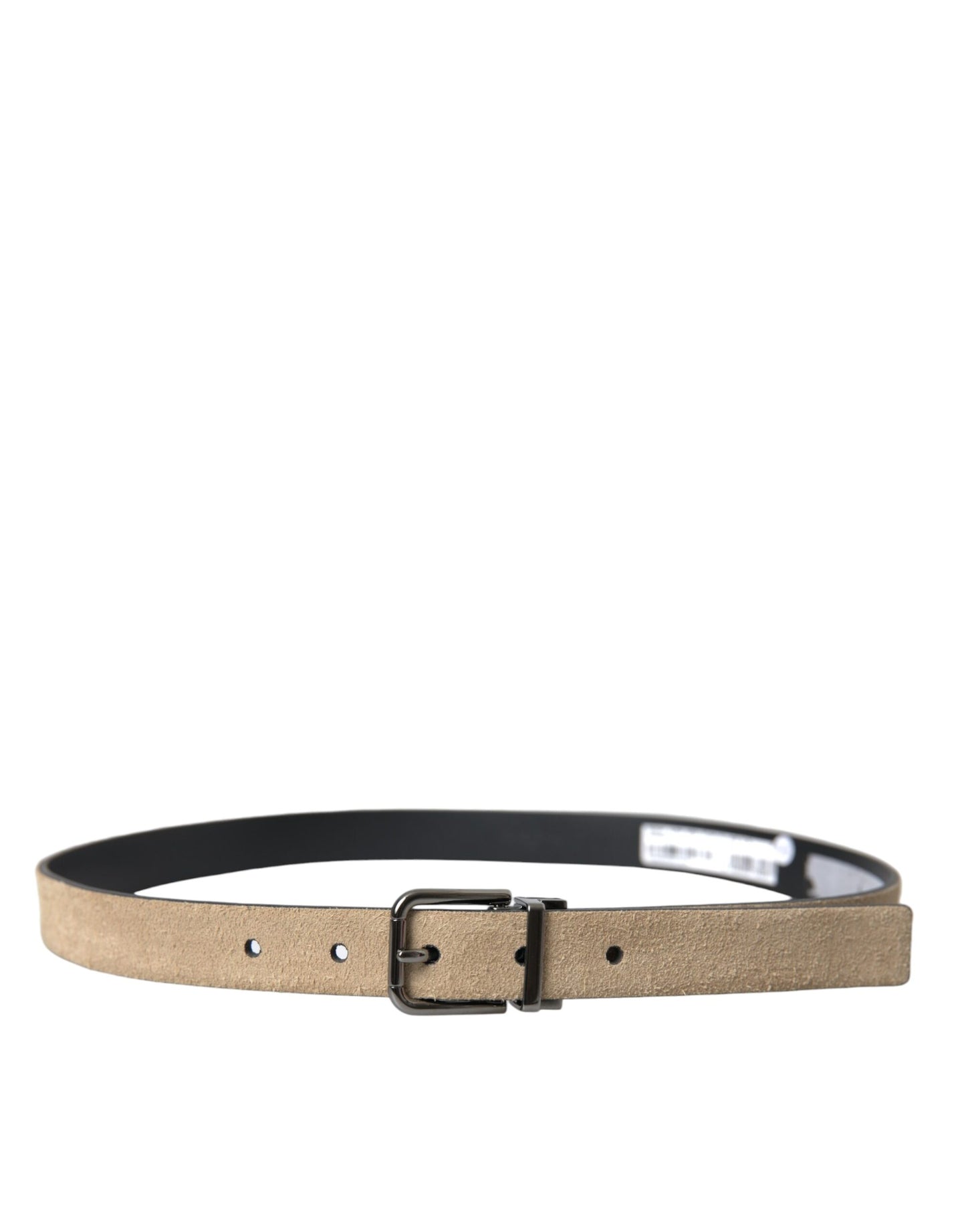 Dolce & Gabbana Beige Suede Leather Silver Metal Buckle Belt