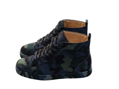 Christian Louboutin Louis Orlato Flat Camouflage High Top Sneakers