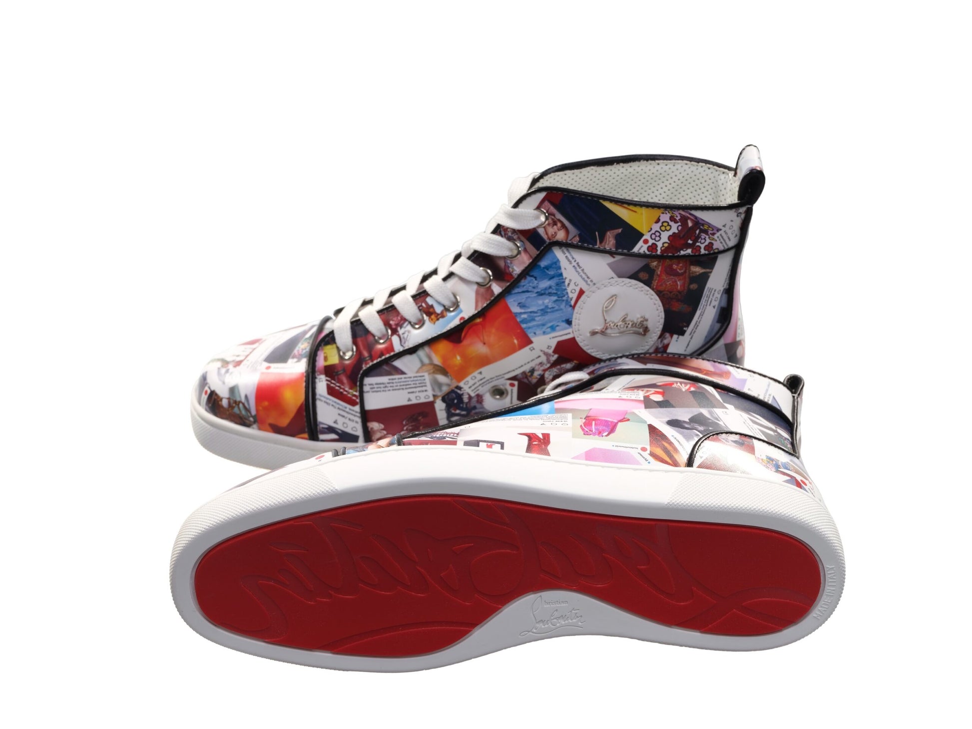 Christian Louboutin Louis Orlato Flat Leather Printed High Top Sneakers