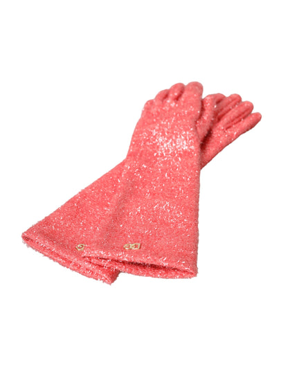 Dolce & Gabbana Pink Lurex Fantasia Mid Arm Length Gloves