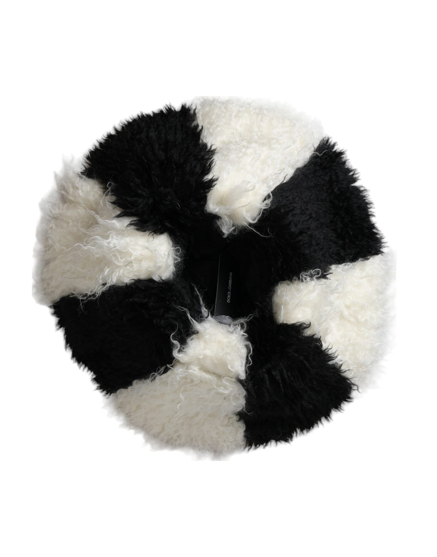 Dolce & Gabbana Black White Stripes Mohair Fur Bucket Hat