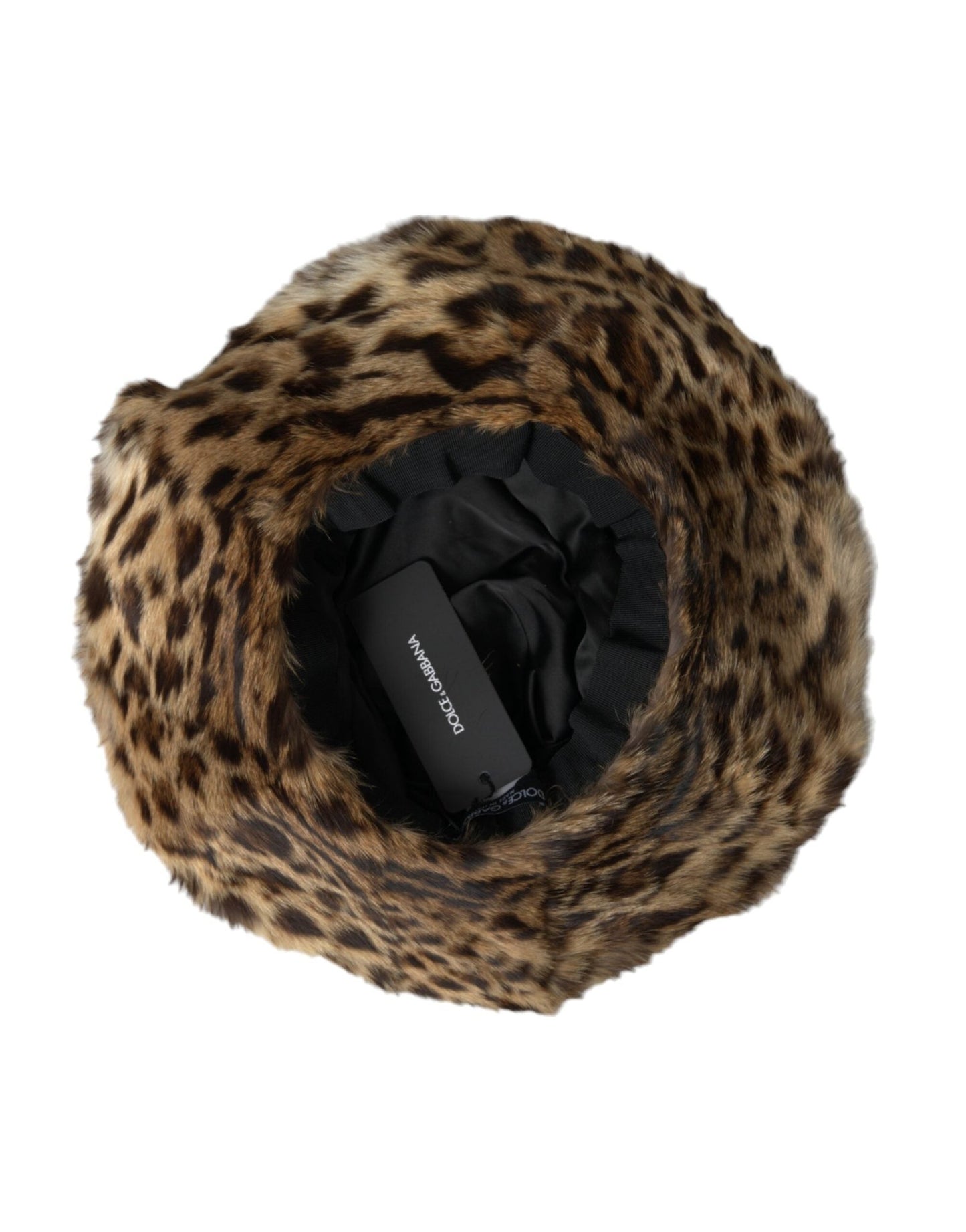 Dolce & Gabbana Brown Leopard Fur Women Bucket Hat