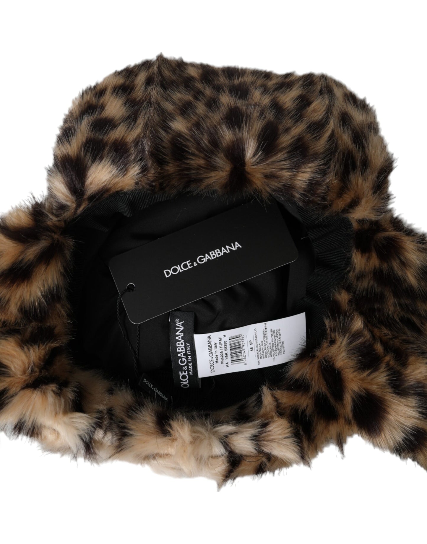 Dolce & Gabbana Multicolor Leopard Fur Trapper Women Hat