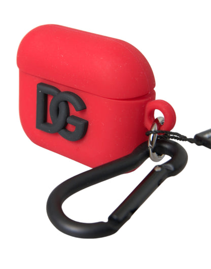 Dolce & Gabbana Red Silicone Rubber Logo Embossed Airpods Case