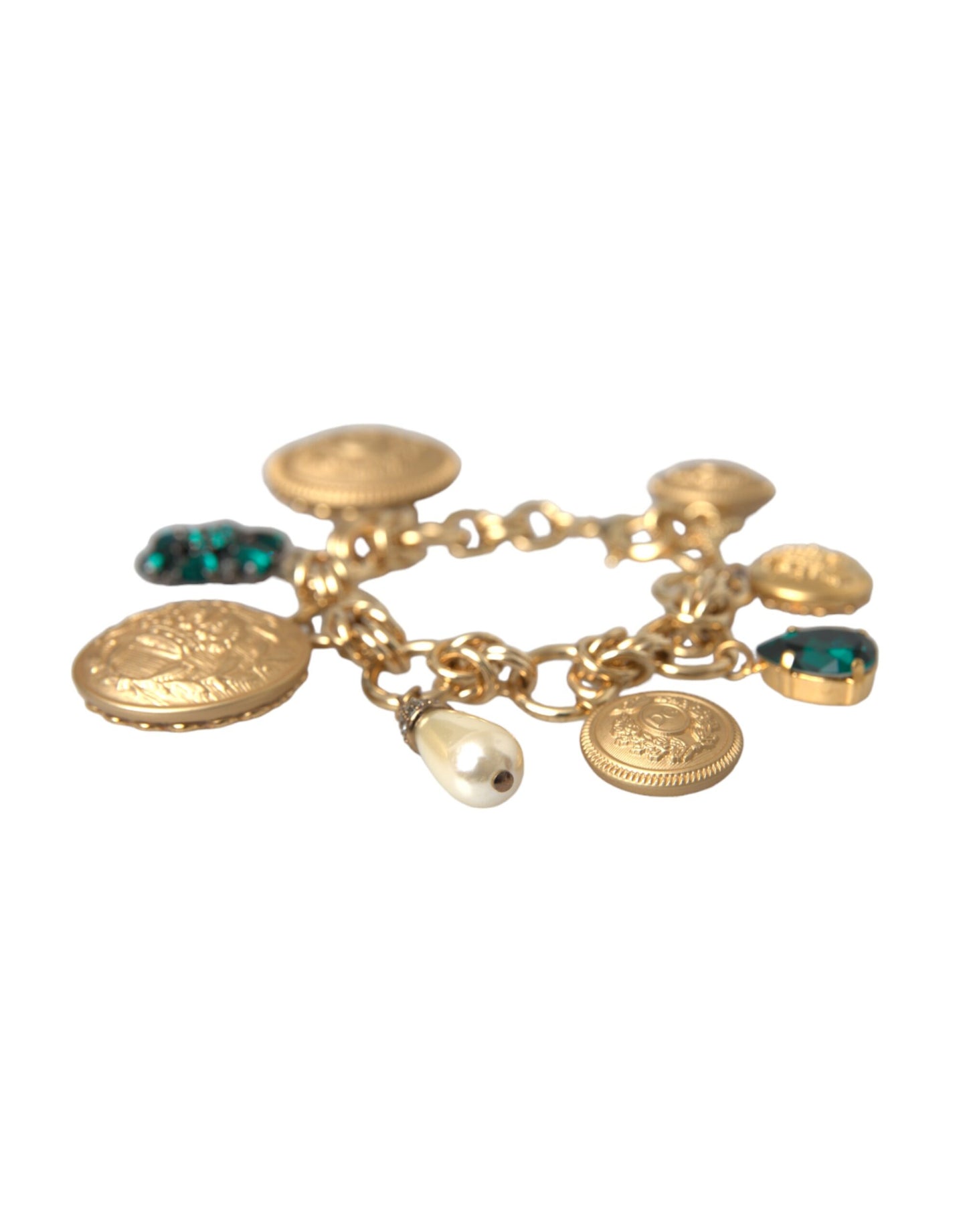 Dolce & Gabbana Gold Tone Brass Chain Crystal Women Bracelet