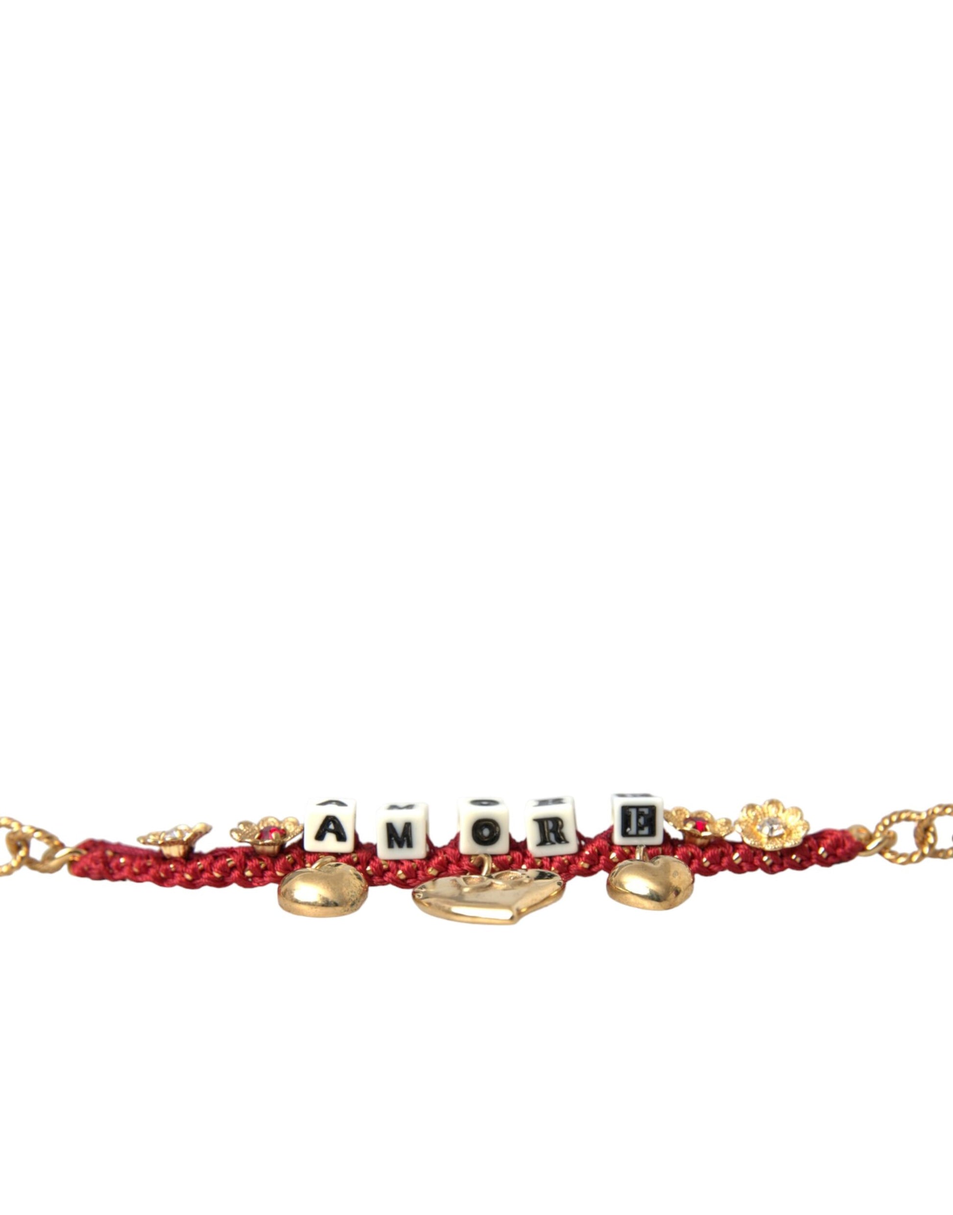 Dolce & Gabbana Gold Tone Brass Chain AMORE Fashion Bracelet