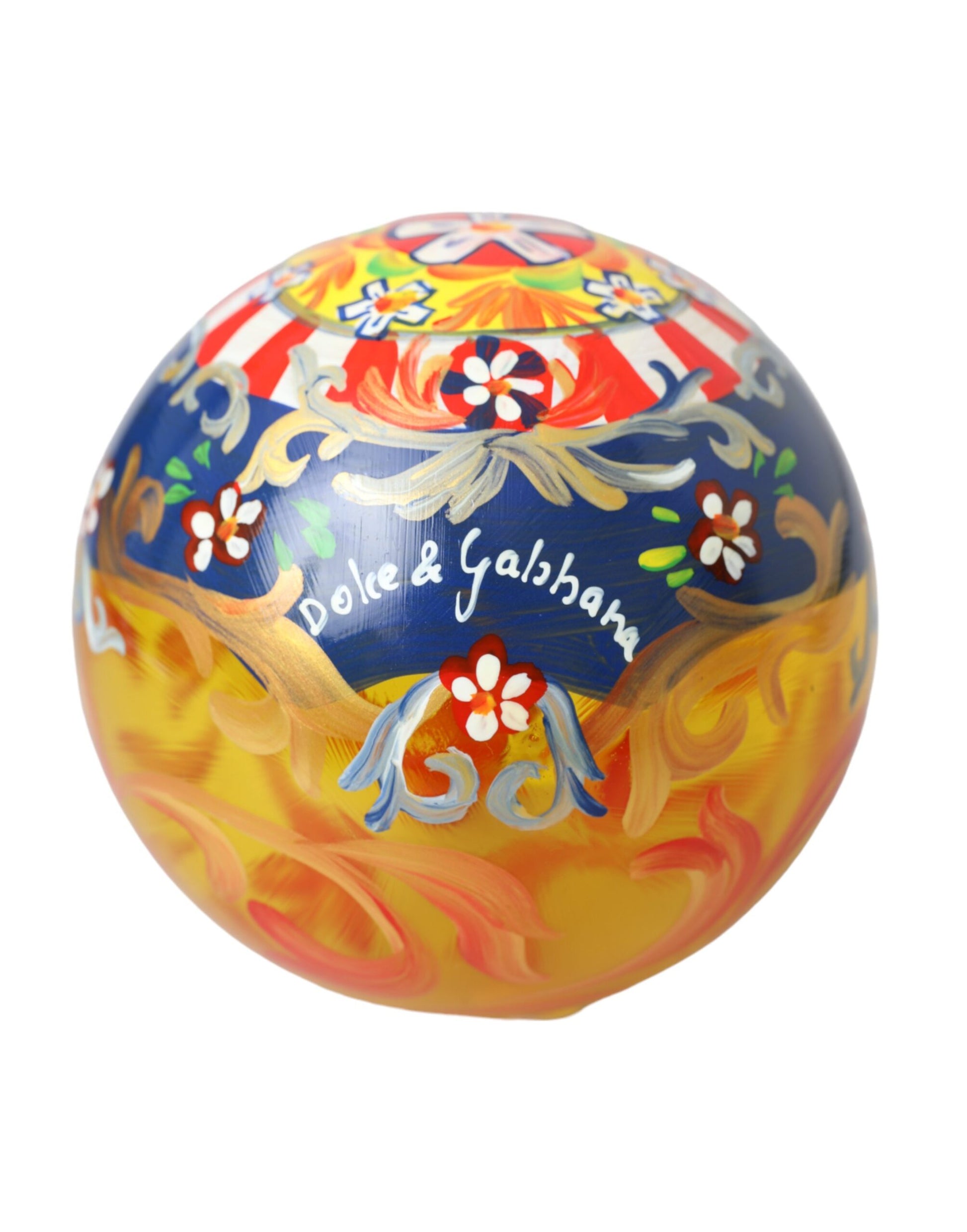 Dolce & Gabbana Gold Tone Carretto Print Round Ornament Christmas Ball