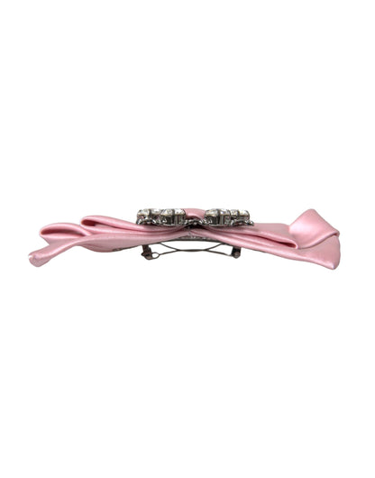 Dolce & Gabbana Pink Satin Crystal Jewelry Brooch Hair Pin