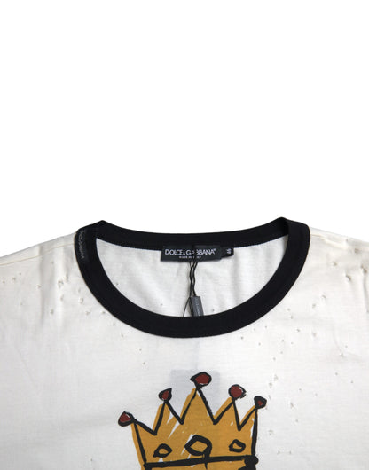 Dolce & Gabbana White King Of Love Cotton Men T-shirt