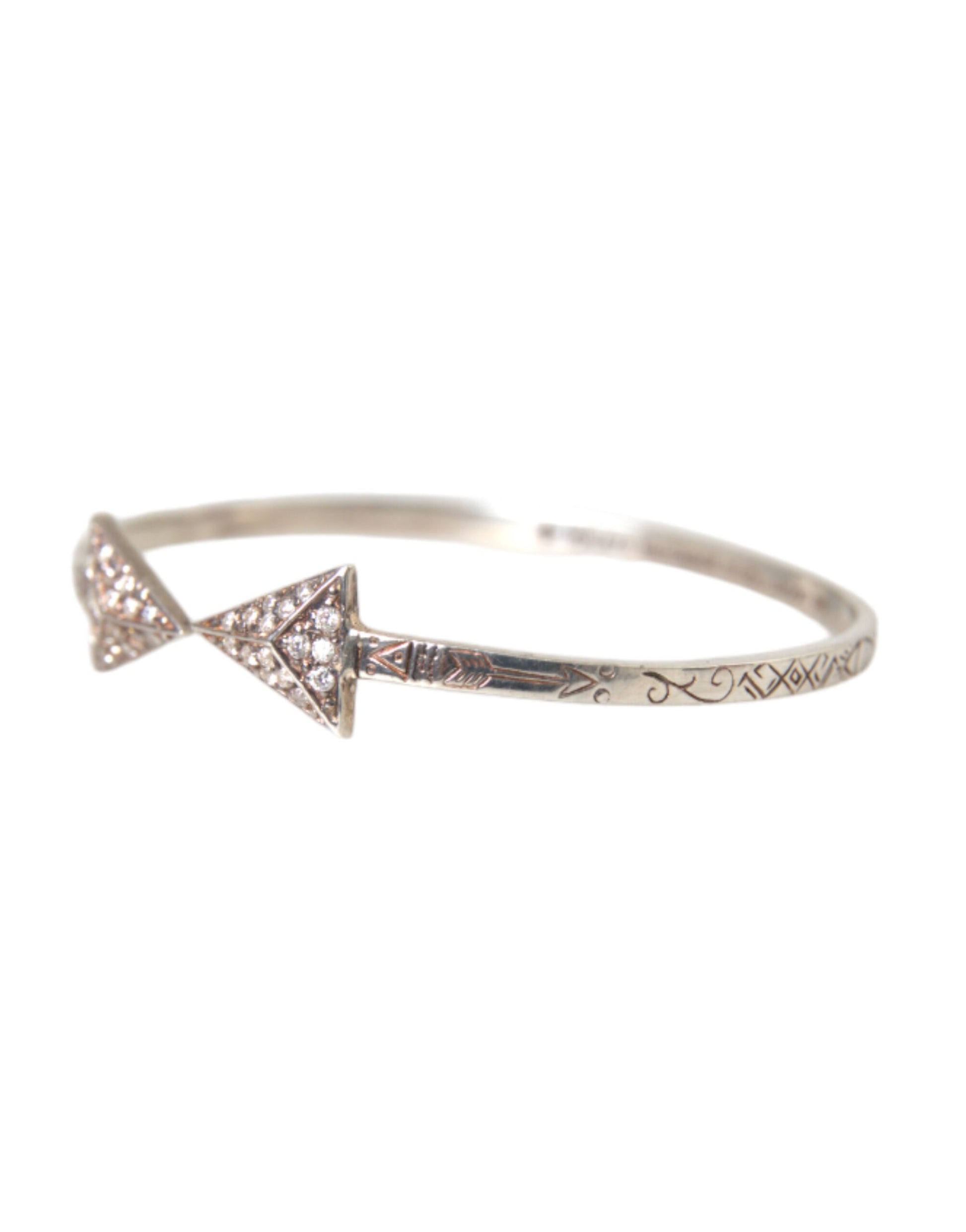 Nialaya Arrow Crystal 925 Silver Bangle Bracelet Women