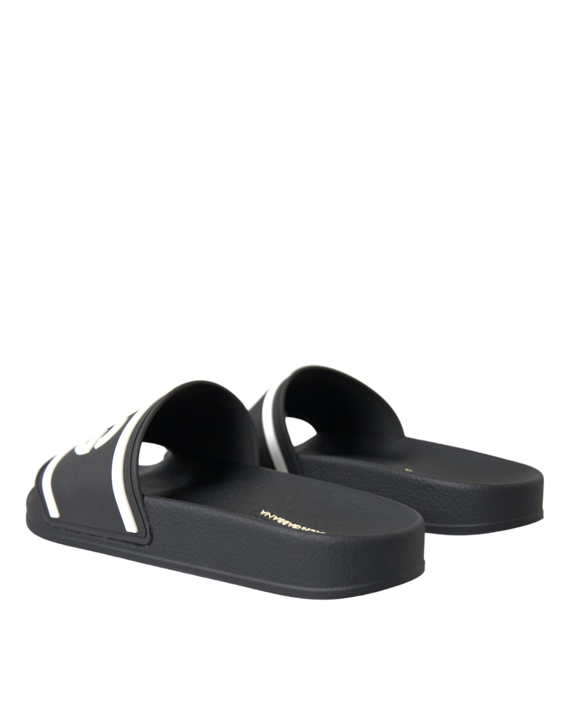 Dolce & Gabbana Black White Sandals Rubber Beachwear Shoes