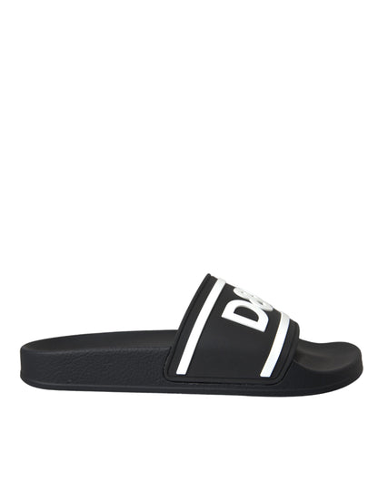 Dolce & Gabbana Black White Sandals Rubber Beachwear Shoes