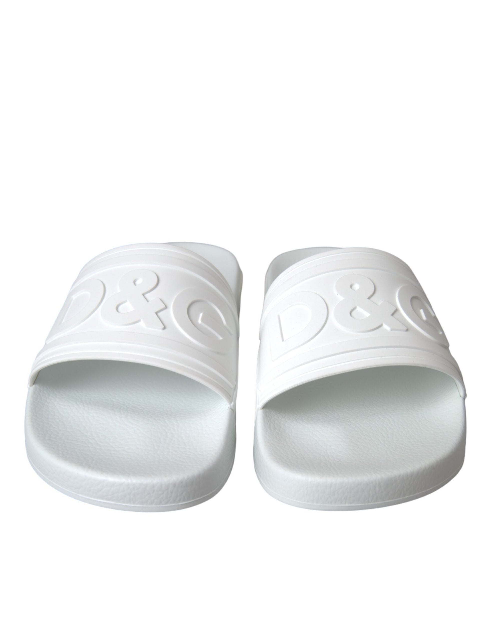 Dolce & Gabbana White Rubber Slides Sandals Beachwear Shoes