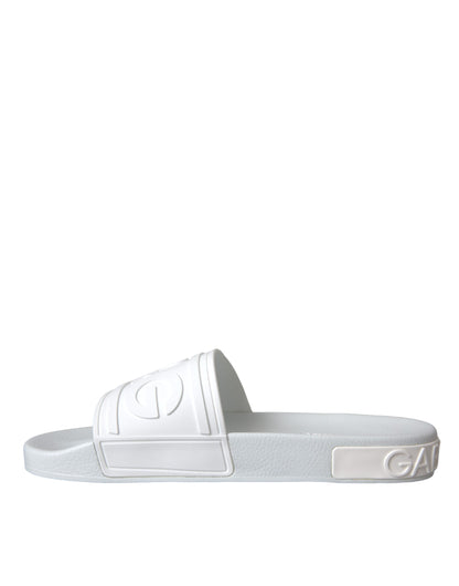 Dolce & Gabbana White Rubber Slides Sandals Beachwear Shoes