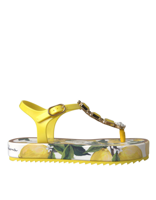 Dolce & Gabbana Yellow Lemon Beachwear Flats Sandals Shoes