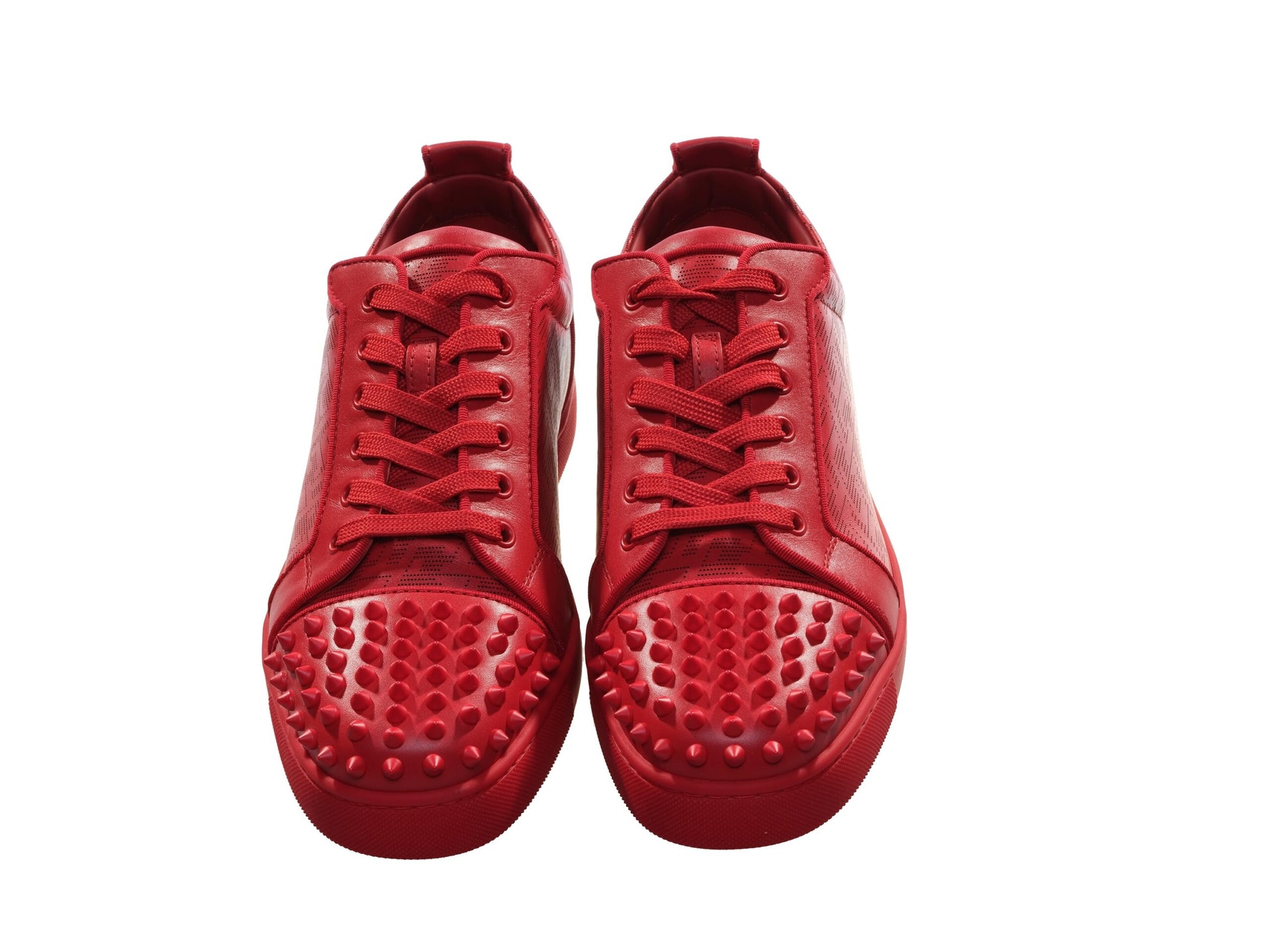 Christian Louboutin Louis Junior Spikes Orlato Red Leather Sneakers