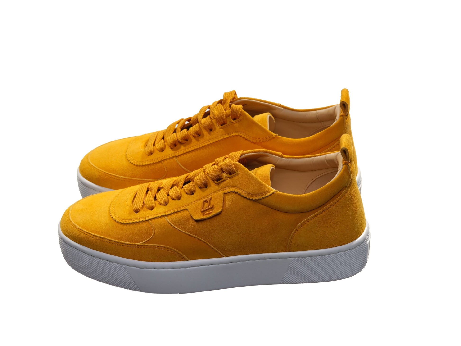 Christian Louboutin Happyrui Flat Yellow Suede Laceup Sneakers