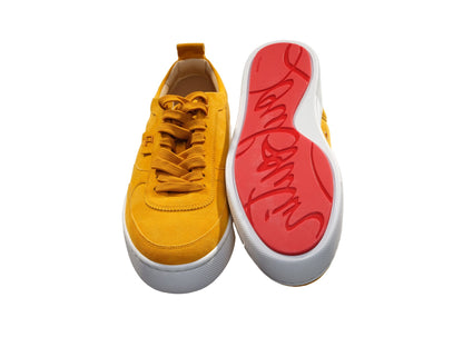 Christian Louboutin Happyrui Flat Yellow Suede Laceup Sneakers