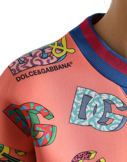 Dolce & Gabbana Salmon Pink Logo Print Sweatshirt Sweater