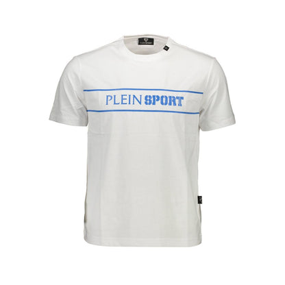 Plein Sport Elevated White Cotton Tee with Signature Details