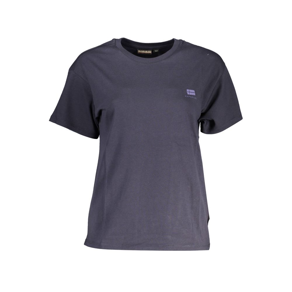 Napapijri Blue Embroidered Logo Tee with Chic Appeal